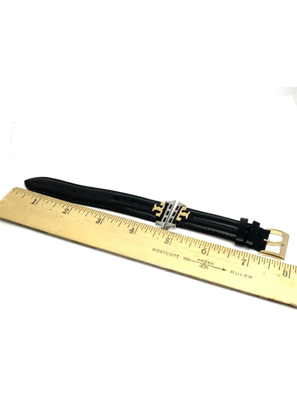Tory Burch Apple Watch Band Case Size 38-46mm Black Leather Strap TBS0107E - Picture 5 of 7
